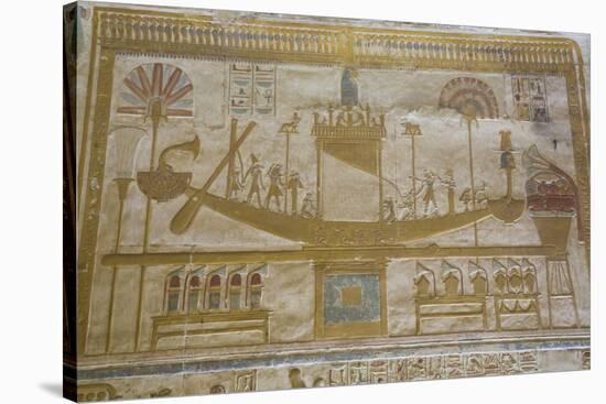 Bas-Relief of Sacred Barque Boat, Temple of Seti I, Abydos, Egypt, North Africa, Africa-Richard Maschmeyer-Stretched Canvas