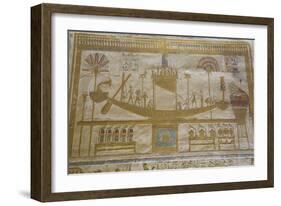 Bas-Relief of Sacred Barque Boat, Temple of Seti I, Abydos, Egypt, North Africa, Africa-Richard Maschmeyer-Framed Photographic Print