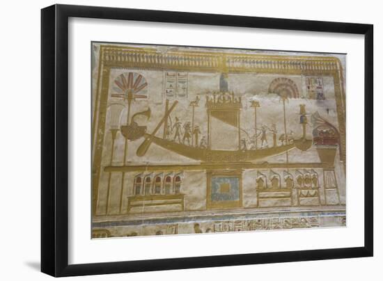 Bas-Relief of Sacred Barque Boat, Temple of Seti I, Abydos, Egypt, North Africa, Africa-Richard Maschmeyer-Framed Photographic Print