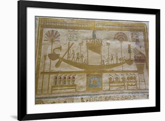 Bas-Relief of Sacred Barque Boat, Temple of Seti I, Abydos, Egypt, North Africa, Africa-Richard Maschmeyer-Framed Photographic Print