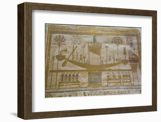 Bas-Relief of Sacred Barque Boat, Temple of Seti I, Abydos, Egypt, North Africa, Africa-Richard Maschmeyer-Framed Photographic Print