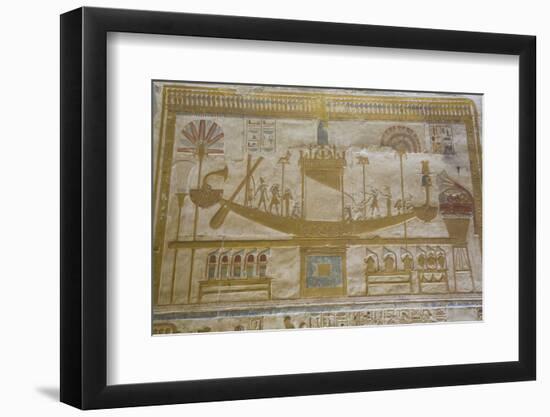 Bas-Relief of Sacred Barque Boat, Temple of Seti I, Abydos, Egypt, North Africa, Africa-Richard Maschmeyer-Framed Photographic Print