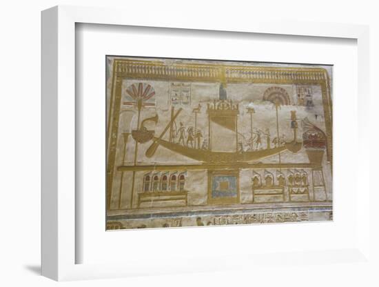 Bas-Relief of Sacred Barque Boat, Temple of Seti I, Abydos, Egypt, North Africa, Africa-Richard Maschmeyer-Framed Photographic Print