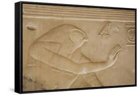 Bas-Relief of the God Horus, Temple of Seti I, Abydos, Egypt, North Africa, Africa-Richard Maschmeyer-Framed Stretched Canvas