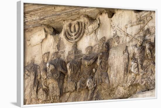 Bas-Relief on Arch of Titus Showing Menorah Taken from the Temple of Jerusalem-Stuart Black-Framed Photographic Print
