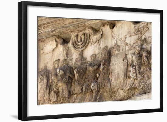 Bas-Relief on Arch of Titus Showing Menorah Taken from the Temple of Jerusalem-Stuart Black-Framed Photographic Print