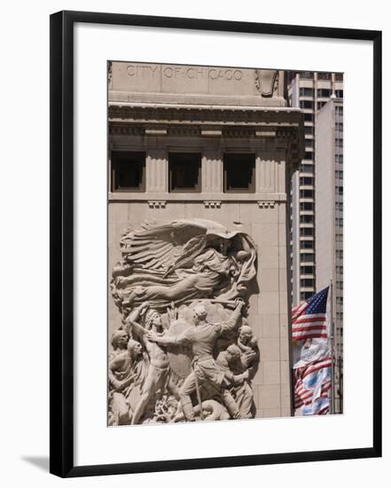 Bas Relief on Michigan Avenue Bridge Depicting Moments in the Citys History, Chicago, Illinois, USA-Amanda Hall-Framed Photographic Print