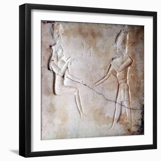 Bas-Relief Showing the Gods Isis and Osiris, Ptolemaic Period, Ancient Egypt, 323-30 BC-null-Framed Photographic Print