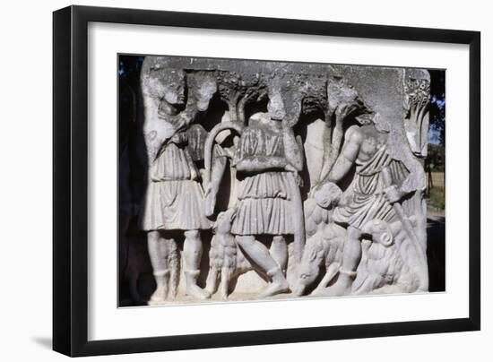 Bas-Relief with Soldiers, Isola Sacra Necropolis, Fiumicino, Lazio, Italy-null-Framed Giclee Print