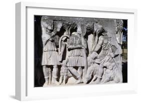 Bas-Relief with Soldiers, Isola Sacra Necropolis, Fiumicino, Lazio, Italy-null-Framed Giclee Print