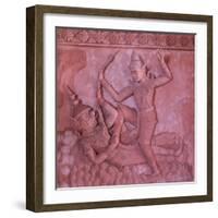 Bas-Reliefs on the Walls of Wat Ratchathammaram, Koh Samui, Thailand-Jon Arnold-Framed Photographic Print