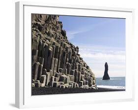 Basalt Cliffs and Rock Stack, Halsenifs Hellir Beach, Near Vik I Myrdal, South Iceland, Iceland-Lee Frost-Framed Photographic Print