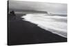 Basalt Column Rises from Black Sand Beach on Rainy Day, Vik, Iceland-Jaynes Gallery-Stretched Canvas