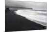 Basalt Column Rises from Black Sand Beach on Rainy Day, Vik, Iceland-Jaynes Gallery-Mounted Photographic Print