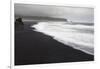 Basalt Column Rises from Black Sand Beach on Rainy Day, Vik, Iceland-Jaynes Gallery-Framed Photographic Print