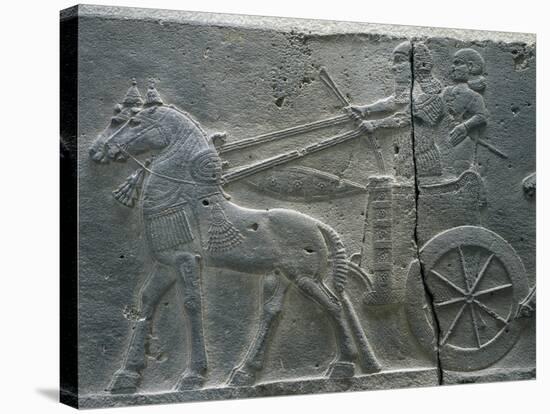 Basalt Relief Depicting the Royal Chariot, Artefact from Tiglatpileser III's Palace-null-Stretched Canvas