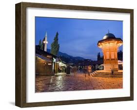 Bascarsija, Old Turkish Quarter and Sebilj Fountain-Christian Kober-Framed Photographic Print