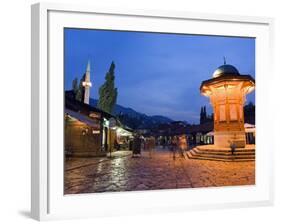 Bascarsija, Old Turkish Quarter and Sebilj Fountain-Christian Kober-Framed Photographic Print