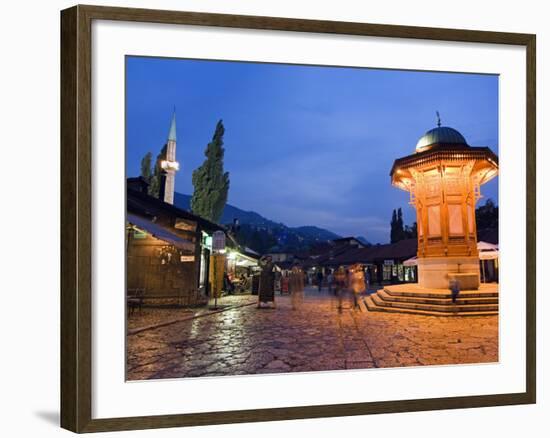 Bascarsija, Old Turkish Quarter and Sebilj Fountain-Christian Kober-Framed Photographic Print