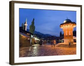 Bascarsija, Old Turkish Quarter and Sebilj Fountain-Christian Kober-Framed Photographic Print