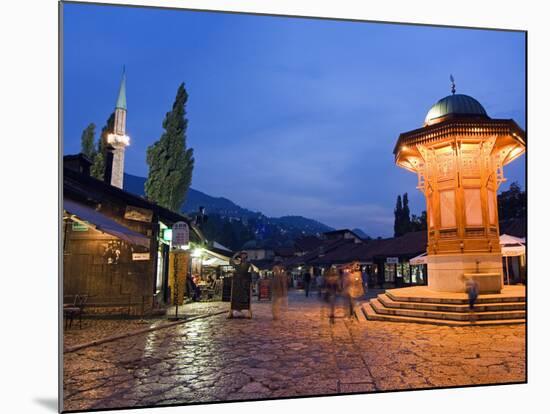 Bascarsija, Old Turkish Quarter and Sebilj Fountain-Christian Kober-Mounted Photographic Print