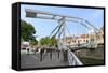 Bascule Bridge (Draw Bridge) and Houses in the Port of Enkhuizen, North Holland, Netherlands-Peter Richardson-Framed Stretched Canvas