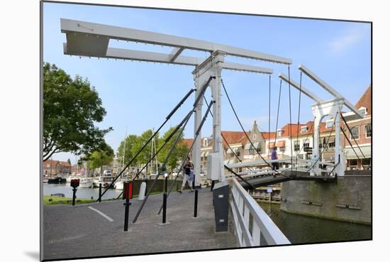 Bascule Bridge (Draw Bridge) and Houses in the Port of Enkhuizen, North Holland, Netherlands-Peter Richardson-Mounted Photographic Print