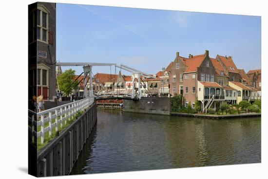 Bascule Bridge (Draw Bridge) and Houses in the Port of Enkhuizen, North Holland, Netherlands-Peter Richardson-Stretched Canvas