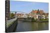 Bascule Bridge (Draw Bridge) and Houses in the Port of Enkhuizen, North Holland, Netherlands-Peter Richardson-Stretched Canvas