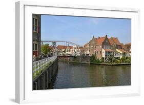 Bascule Bridge (Draw Bridge) and Houses in the Port of Enkhuizen, North Holland, Netherlands-Peter Richardson-Framed Photographic Print