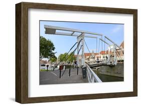 Bascule Bridge (Draw Bridge) and Houses in the Port of Enkhuizen, North Holland, Netherlands-Peter Richardson-Framed Photographic Print