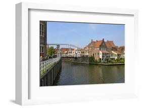 Bascule Bridge (Draw Bridge) and Houses in the Port of Enkhuizen, North Holland, Netherlands-Peter Richardson-Framed Photographic Print