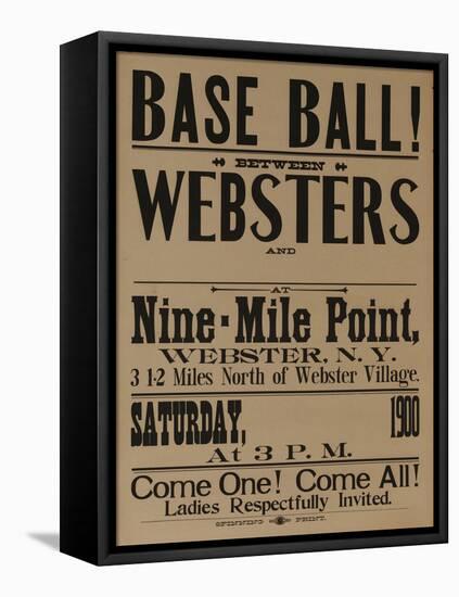 Base Ball Between Websters, 1900 Baseball Poster-null-Framed Stretched Canvas