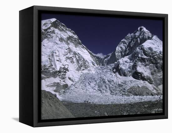 Base Camp and Khumbu Ice Fall-Michael Brown-Framed Stretched Canvas