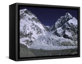 Base Camp and Khumbu Ice Fall-Michael Brown-Framed Stretched Canvas