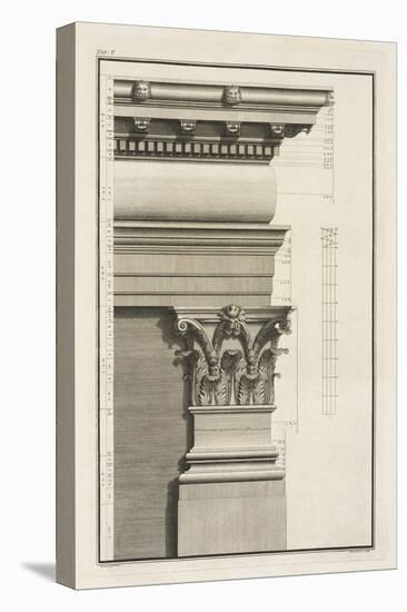 Base, Capital and Entablature of the Pilaster, 1753-Giovanni Battista Borra-Stretched Canvas