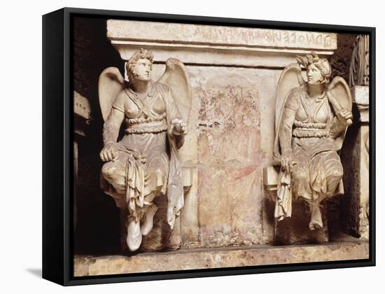 Base of the Urn of Arunte, Hypogeum of the Volumnus Family in Ponte San Giovanni, Perugia-null-Framed Stretched Canvas