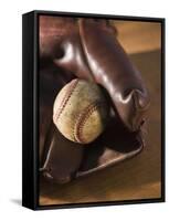 Baseball and Old Mitt-Tom Grill-Framed Stretched Canvas