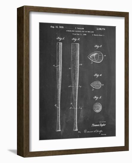 Baseball Bat Patent 1938-null-Framed Art Print