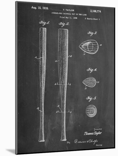 Baseball Bat Patent 1938-null-Mounted Art Print