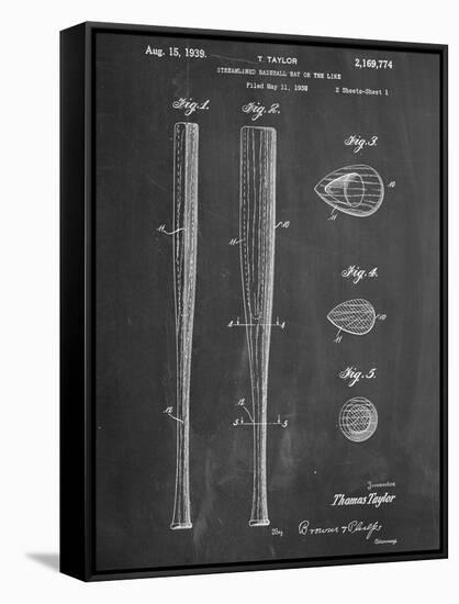 Baseball Bat Patent 1938-null-Framed Stretched Canvas