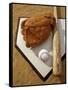 Baseball Bat with a Glove, and a Baseball on the Home Base-null-Framed Stretched Canvas