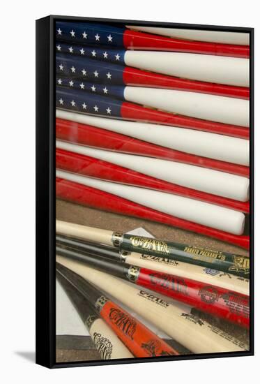 Baseball Bats Made into a Us Flag, Cooperstown, New York, USA-Cindy Miller Hopkins-Framed Stretched Canvas