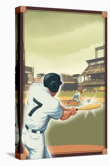 Baseball - Batter-Lantern Press-Stretched Canvas