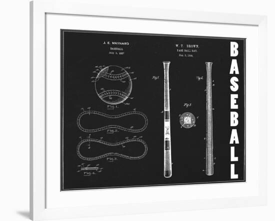Baseball Blueprint 1-Tina Carlson-Framed Art Print