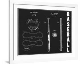 Baseball Blueprint 1-Tina Carlson-Framed Art Print