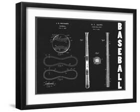 Baseball Blueprint 1-Tina Carlson-Framed Art Print