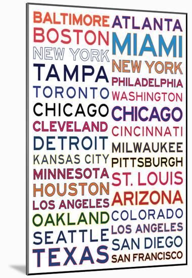 Baseball Cities - White-null-Mounted Poster