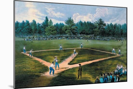 Baseball Diamond-Currier & Ives-Mounted Art Print