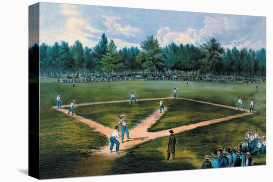 Baseball Diamond-Currier & Ives-Stretched Canvas